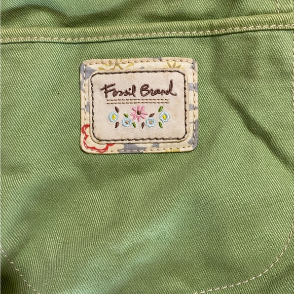 Fossil green canvas & leather hobo bag - Picture 5 of 6
